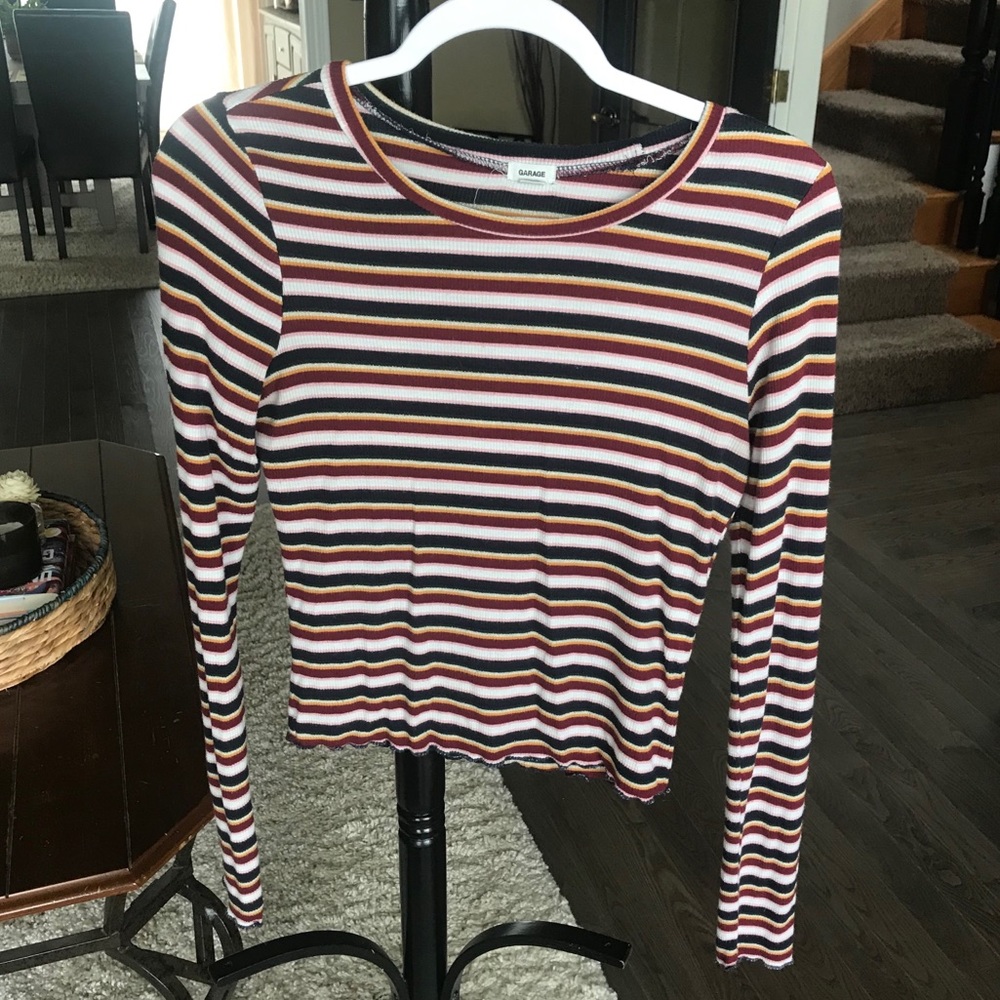 2/$12 Garage Ribbed Lettuce Hem Long Sleeve Tee